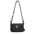Black vintage square crossbody bag with flip cover and cute cartoon dog tag - Black
