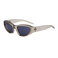 Schicke Cat-Eye-Sonnenbrille mit rauchgrauem Rahmen und silbernem Stern-Detail am Bügel - Transparent Teegrün Silber Grau