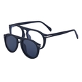 Occhiali da sole retrò con clip magnetica, montatura nera e set di lenti grigio scuro - Nero Opaco (C2)