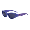 Violette Y2K Millennium Sonnenbrille mit grauen Gläsern und Sternverzierung - Transparent Blau Violett Silber Grau
