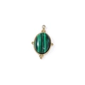 Vintage oval malachite pendant with striped green stone and gold beaded edge - Green