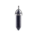 Blue sandstone hexagonal crystal pendant with silver wire wrap and starry effect - Blue Sandstone