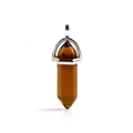 Amber crystal hexagonal column pendant with silver wire wrap and metal clasp - Coffee