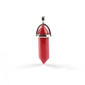 Handcrafted hexagonal red crystal pillar pendant with silver wire wrap and metal clasp - Red Jasper
