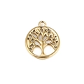 Polished 18K gold-plated stainless steel Tree of Life pendant with circular frame - Tree of Life Style
