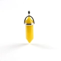 Yellow hexagonal crystal pillar pendant necklace with silver wire wrapped detailing - Yellow Jade