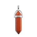 Pendentif colonne hexagonale en jaspe rouge fait main avec enroulement de fil argenté - Pendentif en Pierre Rouge (Sans Chaîne)