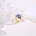 Detailed view of an adjustable gold ring featuring an iridescent triangle shell inlay - Triangle(A4881)
