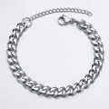 Zilveren roestvrijstalen gourmetarmband met verstelbare karabijnsluiting en gepolijste glans - 3mm*18+5cm / Zilver