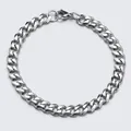 Gepolijste zilveren roestvrijstalen Cubaanse schakelarmband met een stevige karabijnsluiting - 7mm*22cm / Zilver