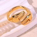 Adjustable gold crab claw ring with a polished geometric marine design for women - Crab Claw Biomimetic Open Style (A4873)