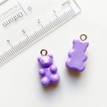 Ciondolo a forma di orsetto in resina viola sfumato con anello dorato per gioielli e fai da te - Viola
