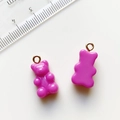Ciondoli a forma di orsetto viola in resina con anelli dorati e retro piatto - Rosa Rosso