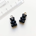 Ciondoli a forma di orsetto nero in resina lucida con ganci metallici per gioielli fai-da-te - Nero