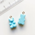 Sky blue resin bear pendant with gold loop for jewelry making and earrings - Blue