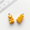 Yellow resin gummy bear charms with golden loops for DIY jewelry making and crafts - Orange