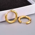 Orecchini a cerchio spessi in acciaio inossidabile placcato oro lucido da donna - 4*12mm / Oro