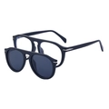 Set occhiali da sole magnetici stile aviatore con montatura nera e lenti grigie - Nero Lucido (C1)