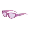 Kleine ovale lila Y2K Sonnenbrille mit silbernem Stern-Logo am Brillenbügel - Transparent Silber Weiß Violett Hellviolett