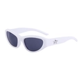 Y2K white cat eye sunglasses with silver star detail and dark lenses for outdoor sports - White Silver Gray