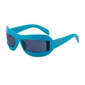Occhiali da sole sportivi Y2K con montatura blu e dettaglio in metallo a triangolo - Verde Opaco Tutto Grigio