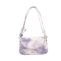 Sac bandoulière tie-dye violet et blanc avec sangle à nœud et détails dorés - Bleu