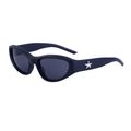 Y2K cat eye sunglasses in matte black with silver star detail and dark grey lenses - Matte Black Silver Gray