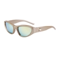 Y2K star sunglasses with cat eye champagne frames and reflective colorful lenses - Ceramic Gold Coated