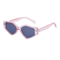 Gafas de sol hexagonales rosas con lentes grises y montura translúcida para mujer - C9 Rosa Transparente Gris