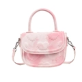 Borsa a sella rosa con cuori a rilievo, effetto tie-dye marmorizzato e manico superiore - Goffratura a Cuore Rosa (FFC-2533)
