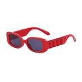 Lunettes de soleil rouges à monture carrée avec strass et verres foncés pour femmes - Monture Rouge Brillant Gemme Rouge Verres Gris