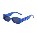 Occhiali da sole rettangolari blu con montatura spessa e strass laterali decorativi - Montatura Blu Lucido Gemma Blu Lenti Grigie