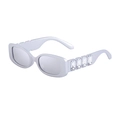 Lunettes de soleil rectangulaires argentées avec strass sur les branches et verres gris - Monture Argentée Gemme Blanche Verres Miroir