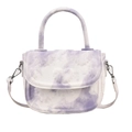 Borsa a sella chic con motivo marmorizzato viola e bianco e finiture in metallo argento - Texture Nuvola Blu Viola (FFC-2533)
