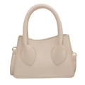 Mini borsa a mano trapezoidale beige con manico e ganci per tracolla rimovibile - Bianco