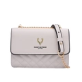 Sac bandoulière en cuir matelassé blanc cassé avec chaîne dorée et logo tête de cerf - Blanc Cassé