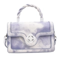 Piccola borsa a tracolla viola marmorizzata con manico intrecciato e fibbia fiore - Blu