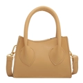 Mini borsa a mano color albicocca in ecopelle con manici tondi e tracolla dorata - Giallo