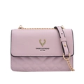 Sac à bandoulière rose matelassé avec emblème de cerf doré et bandoulière chaîne - Rose