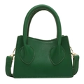 Mini borsa a mano trapezoidale in pelle verde con dettagli dorati e tracolla rimovibile - Verde
