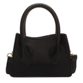 Mini borsa a mano nera con doppi manici cilindrici e fibbie in metallo dorato - Nero