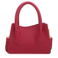 Mini sac à main style coréen en cuir rose vif avec poignée supérieure et détails en métal - Rose rouge
