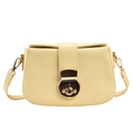 Bolso bandolera minimalista amarillo claro con solapa semicircular y cierre dorado - Amarillo crema