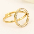 Adjustable French style gold ring with micro-pave crystals in a double band design - Pavé Circle Style (A4556)