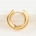 Pendientes de aro gruesos dorados con diseño redondo liso y cierre de bisagra seguro - Hebilla de Oreja Redonda Gruesa de Oro Simple