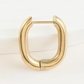 Pendientes de aro en forma de U de acero de titanio dorado con acabado muy pulido - Hebilla de Oreja Rectangular Gruesa de Oro Simple