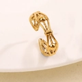 Anello farfalla dorato minimalista con trama vintage e perline di metallo - Stile Perla Cava (A4841) / Oro