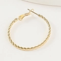 Classic twisted rope gold earrings with a minimalist round design and polished finish - Twisted Rope Style (Single Piece)