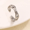 Anello regolabile in acciaio argento con farfalla e trama a intreccio per donna - Stile Perla Cava (A4842) / Color Acciaio