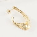 Golden irregular hammered texture earrings with organic lava-style geometric metal design - Irregular Hammered Style (Single Piece)